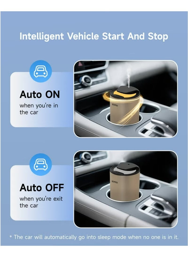 BOMIDI جهاز توزيع العطور بالنبضات بدون ماء – موزع زيت أساسي محمول برذاذ ناعم بسعة 2 سوائل للسيارة، المنزل، المكتب والسفر | قابل للشحن عبر USB 5V وType-C، بطارية 2 000 mAh، آلة رذاذ هواء منخفضة الضوضاء (< 41 ديسيبل) مع زيت كوت دازور بسعة 15 مل مضمونة، AD03-ذهبي - Image 4